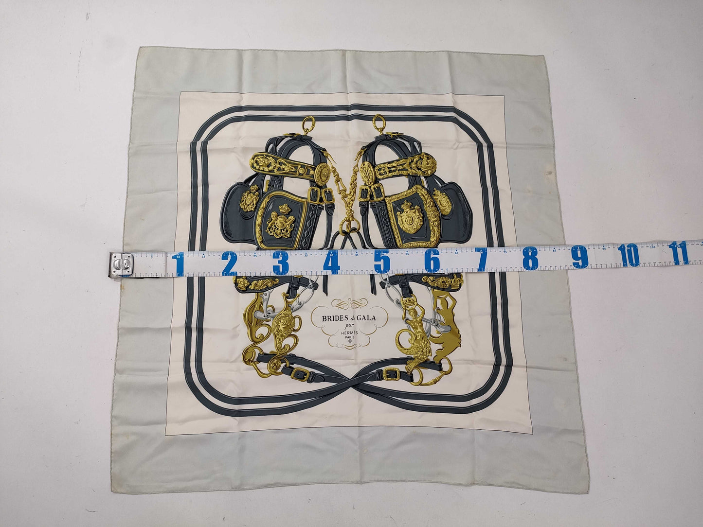HERMES Carré 90 Brides de Gala Yellow Scarf