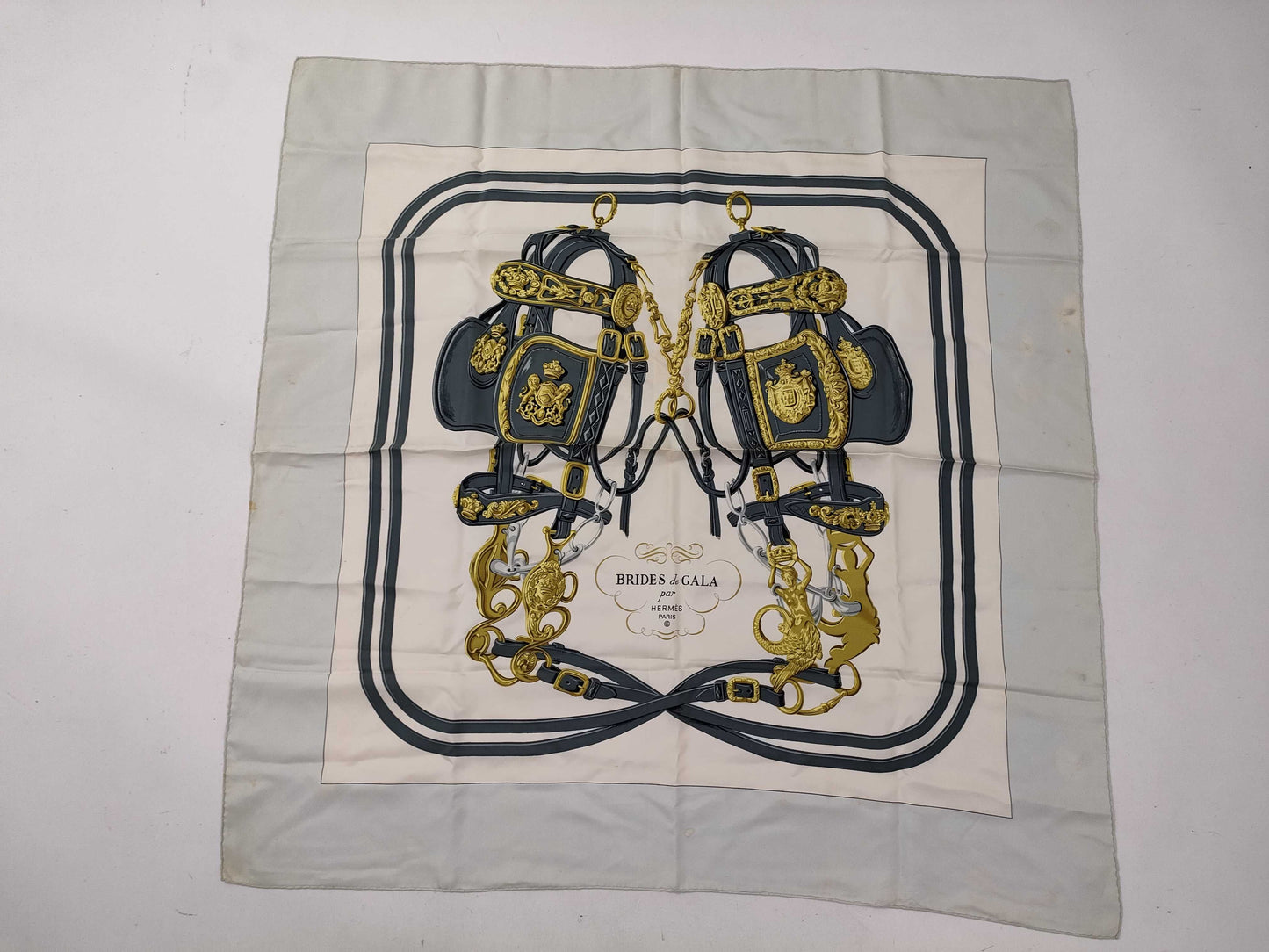 HERMES Carré 90 Brides de Gala Yellow Scarf