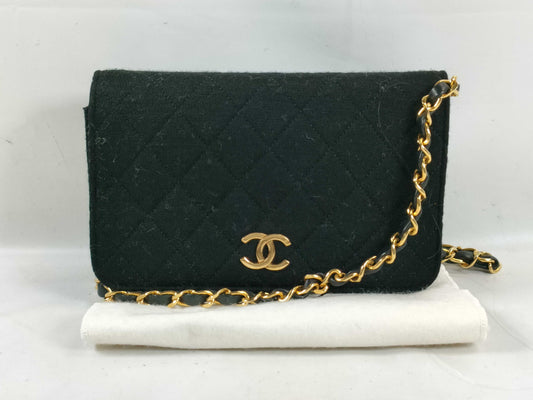 CHANEL Coco Mark Jersey Flap Chain Shoulder Bag