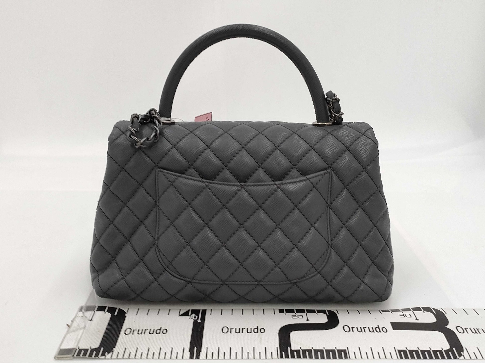 CHANEL Caviar Skin Top Handle Caviar Skin Turnlock Shoulder Bag