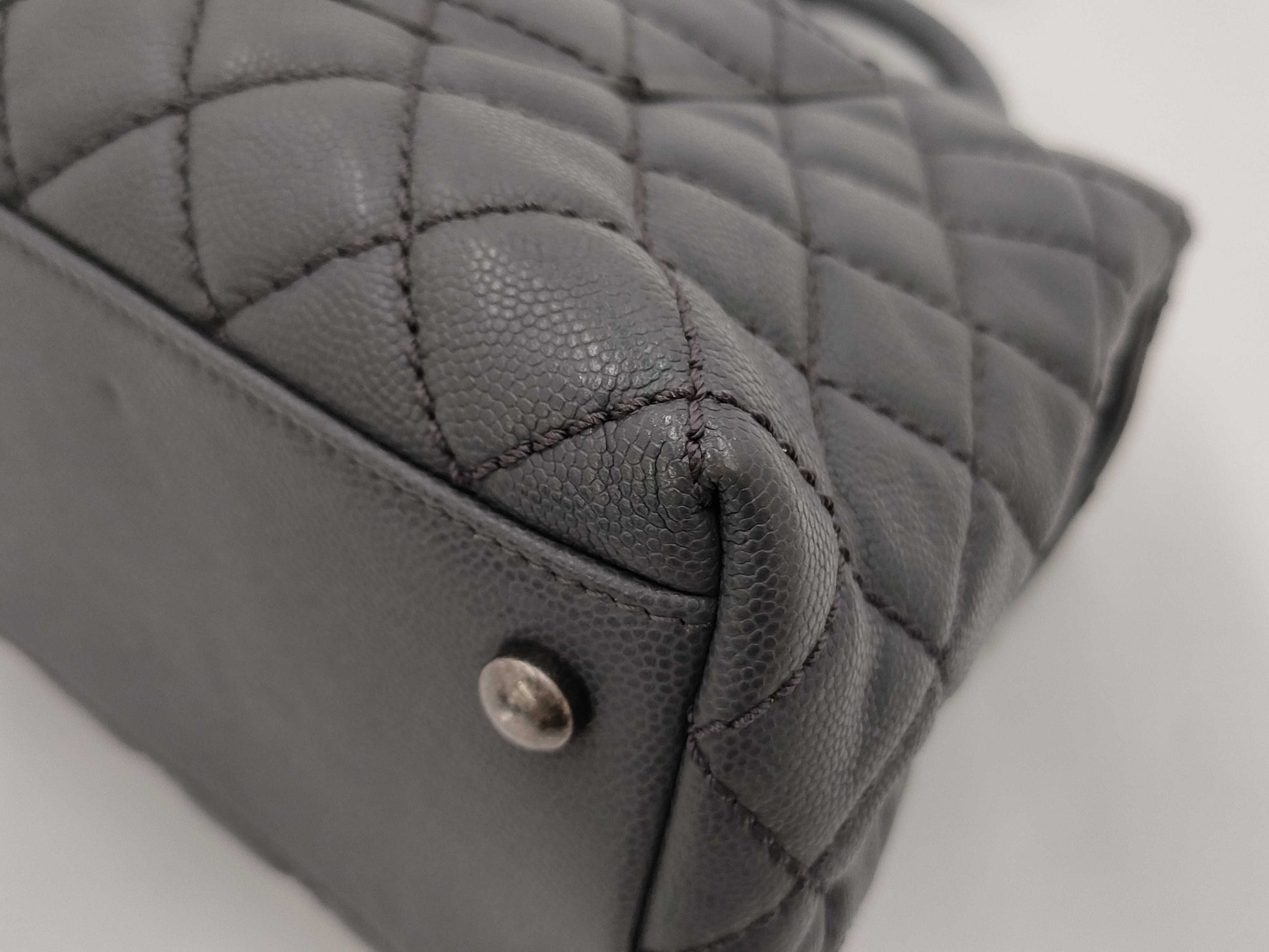 CHANEL Caviar Skin Top Handle Caviar Skin Turnlock Shoulder Bag
