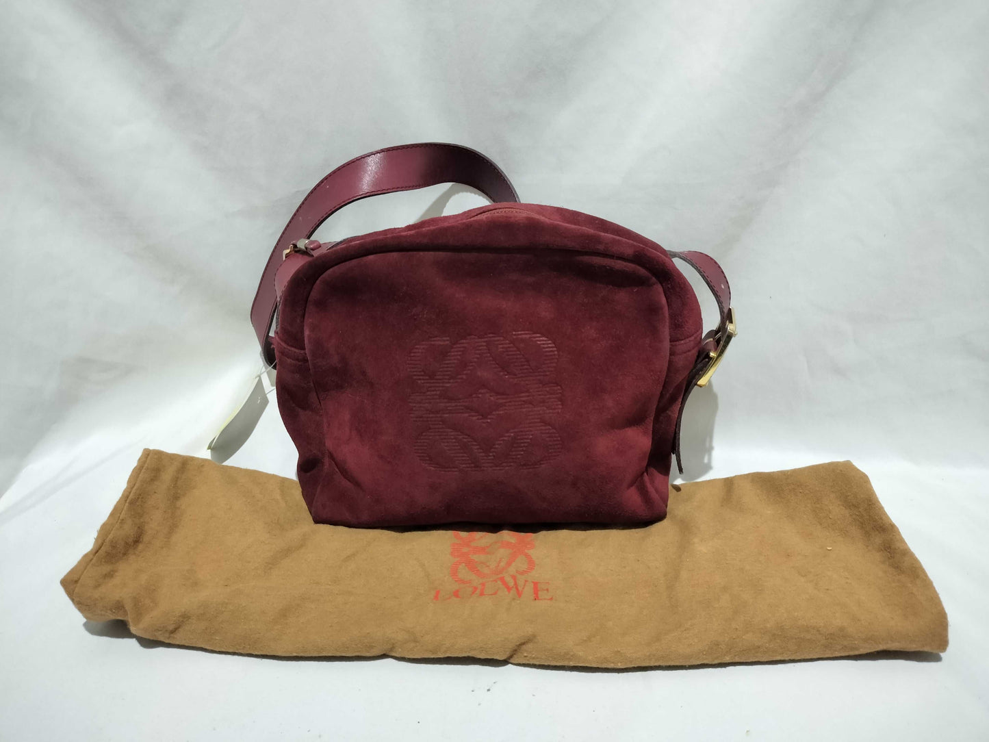 LOEWE Suede Anagram Shoulder Bag