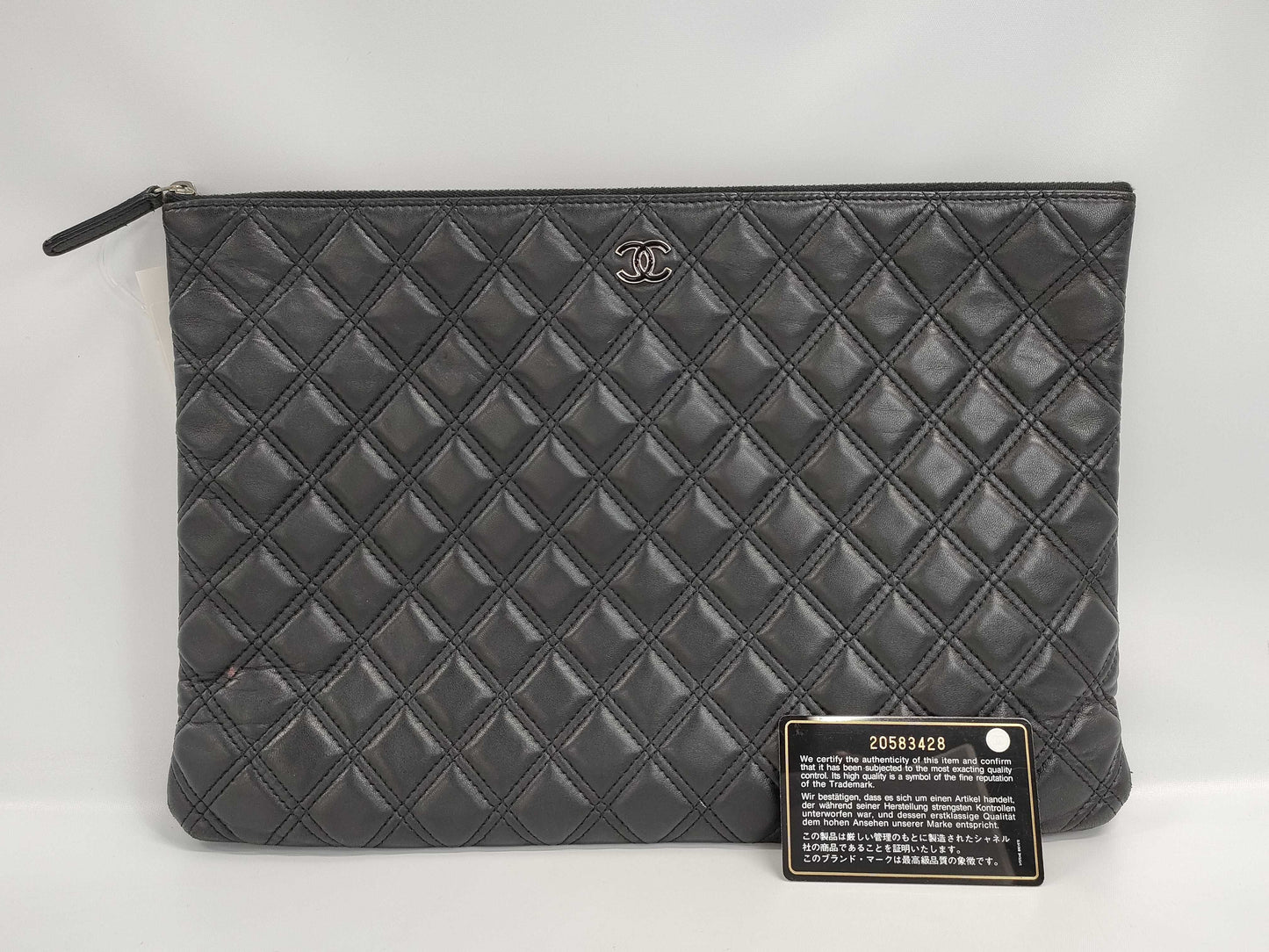CHANEL Lambskin Matelasse Second Clutch Bag