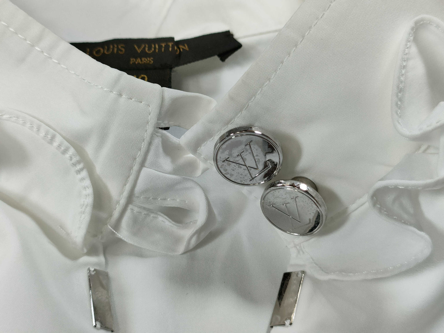 LOUIS VUITTON LV logo button cotton blouse shirt top