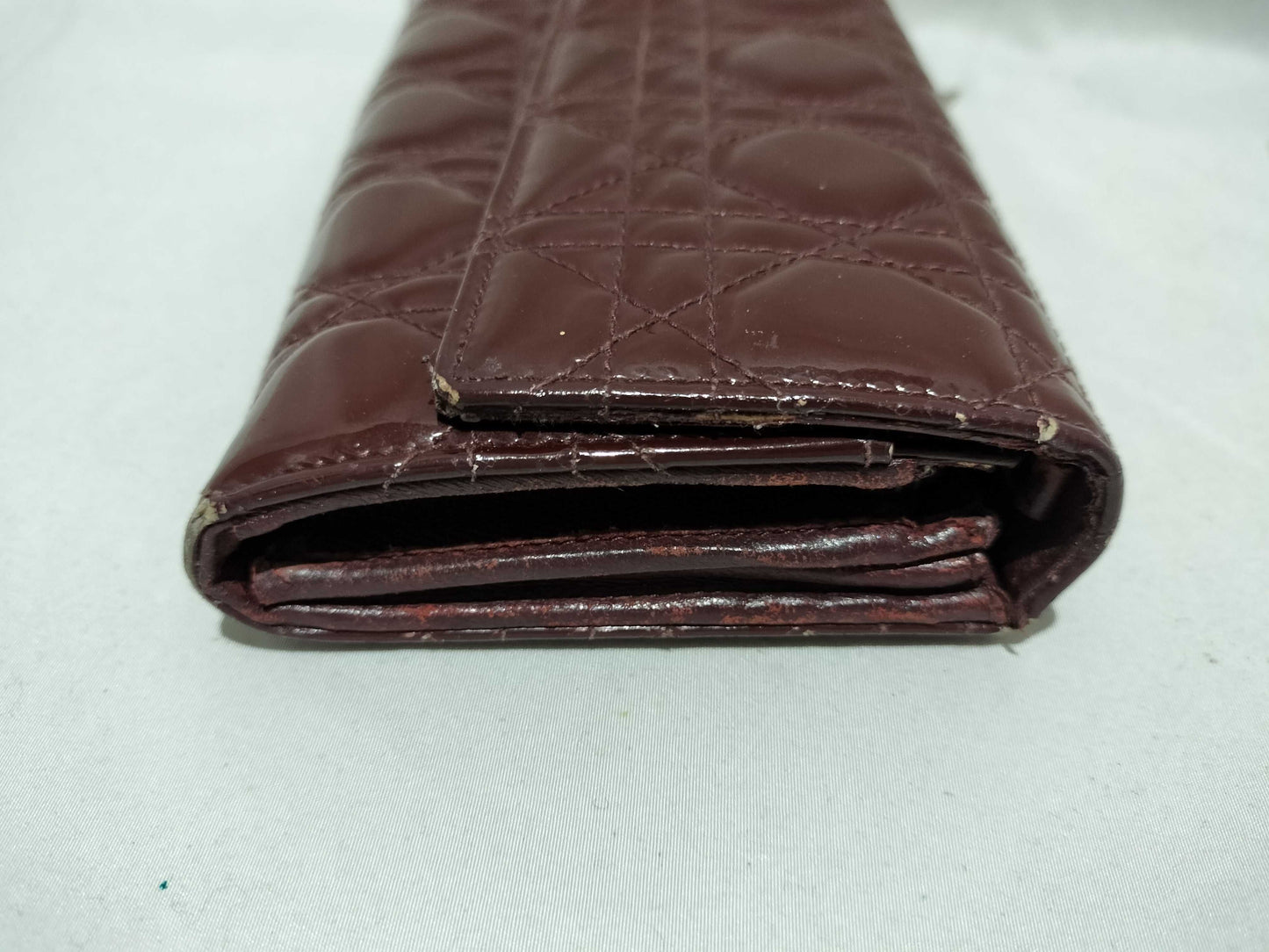 Dior enamel long wallet, wine red