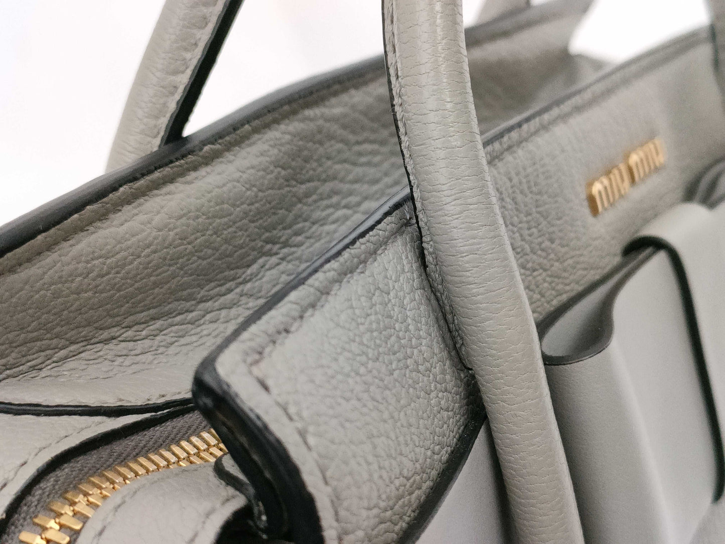 Miu Miu Madras Fiocco 2-way Gray Handbag