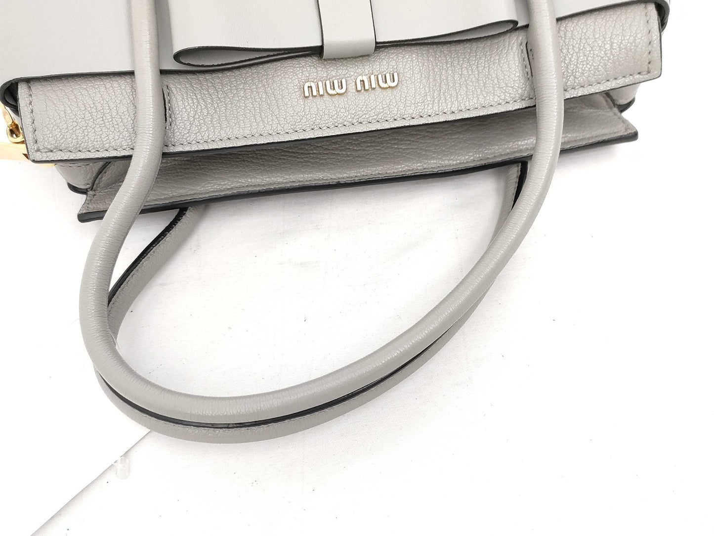Miu Miu Madras Fiocco 2-way Gray Handbag
