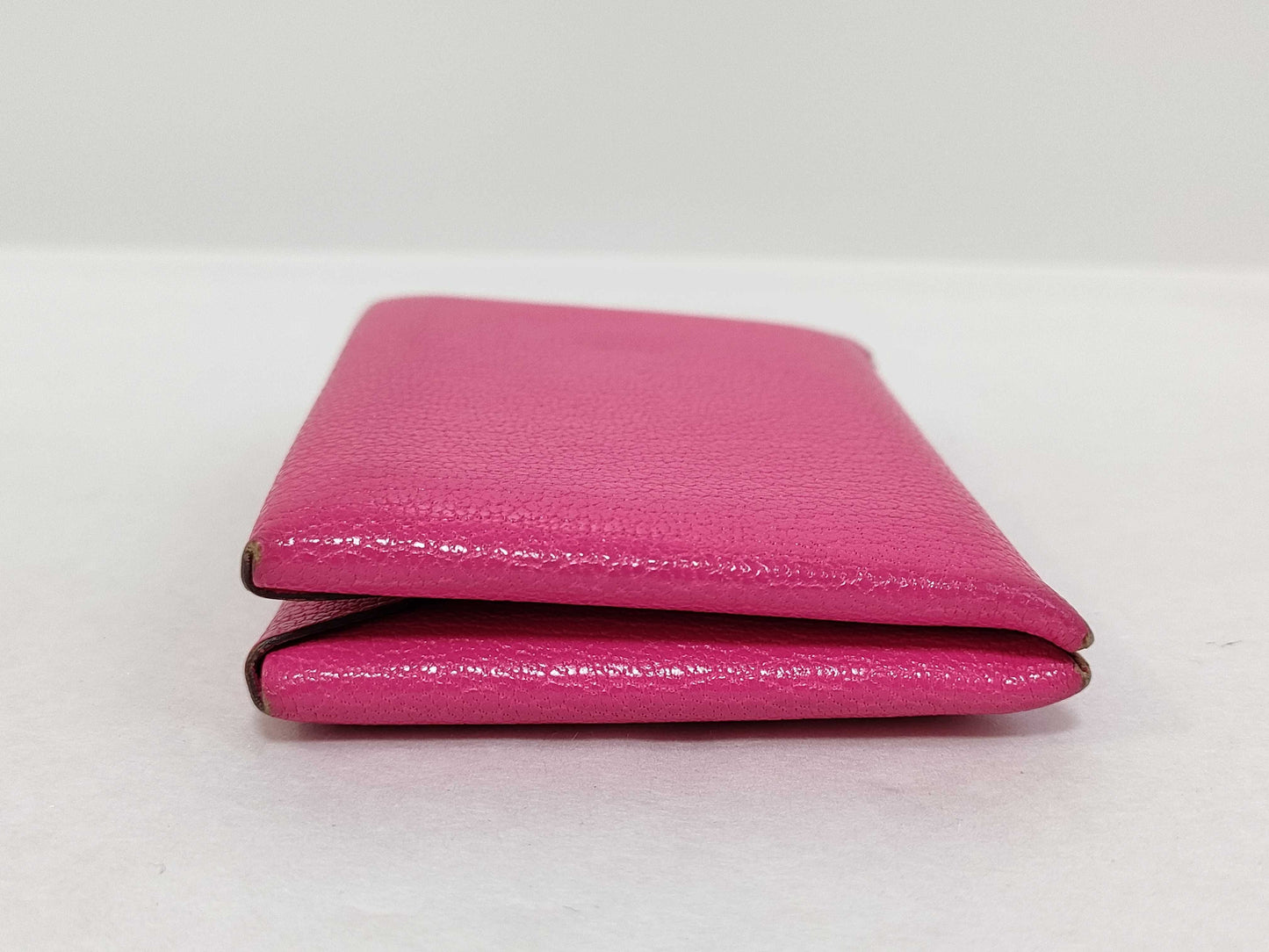 HERMES Calvi Duo Chevre Coin Case Pink Coin Case