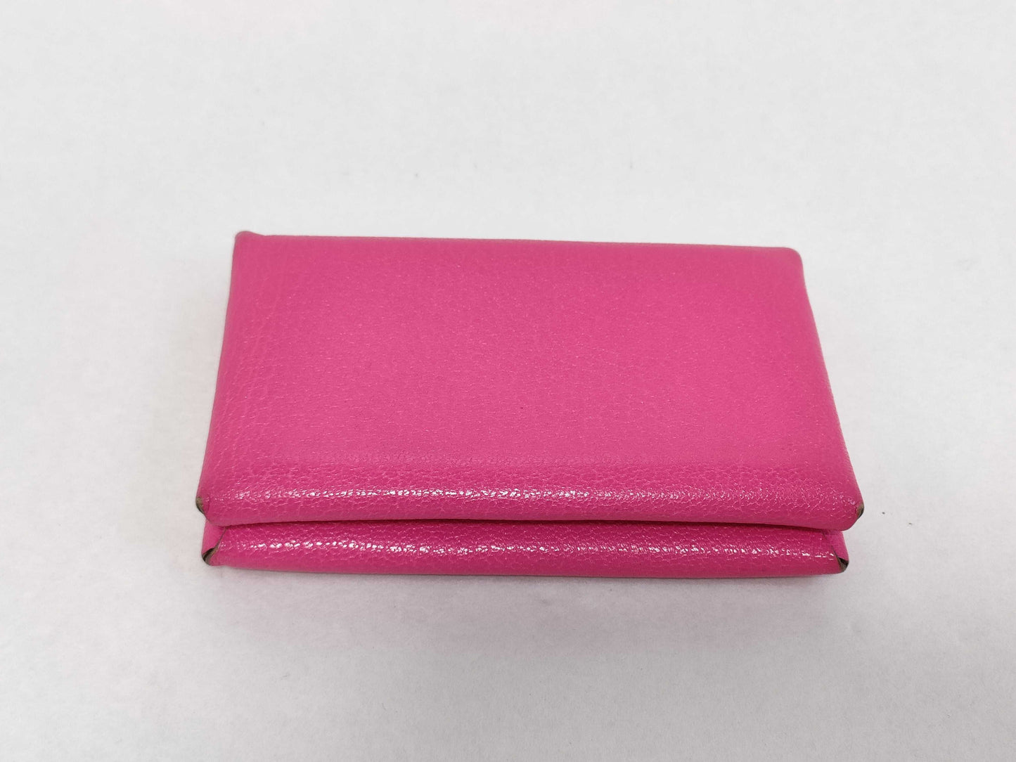 HERMES Calvi Duo Chevre Coin Case Pink Coin Case
