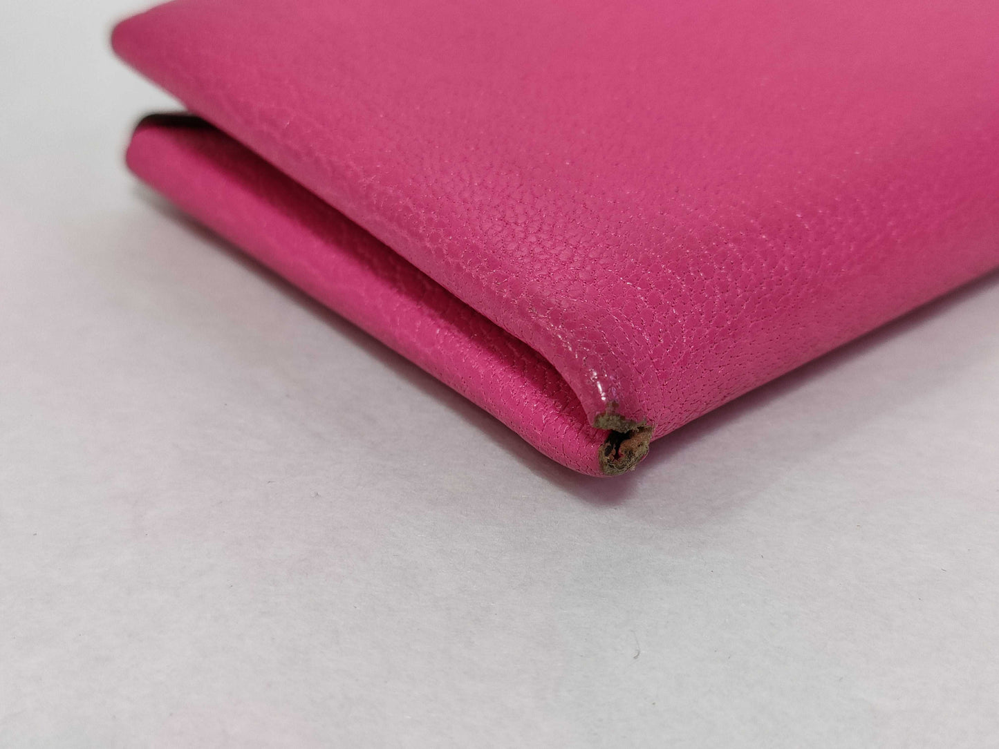 HERMES Calvi Duo Chevre Coin Case Pink Coin Case