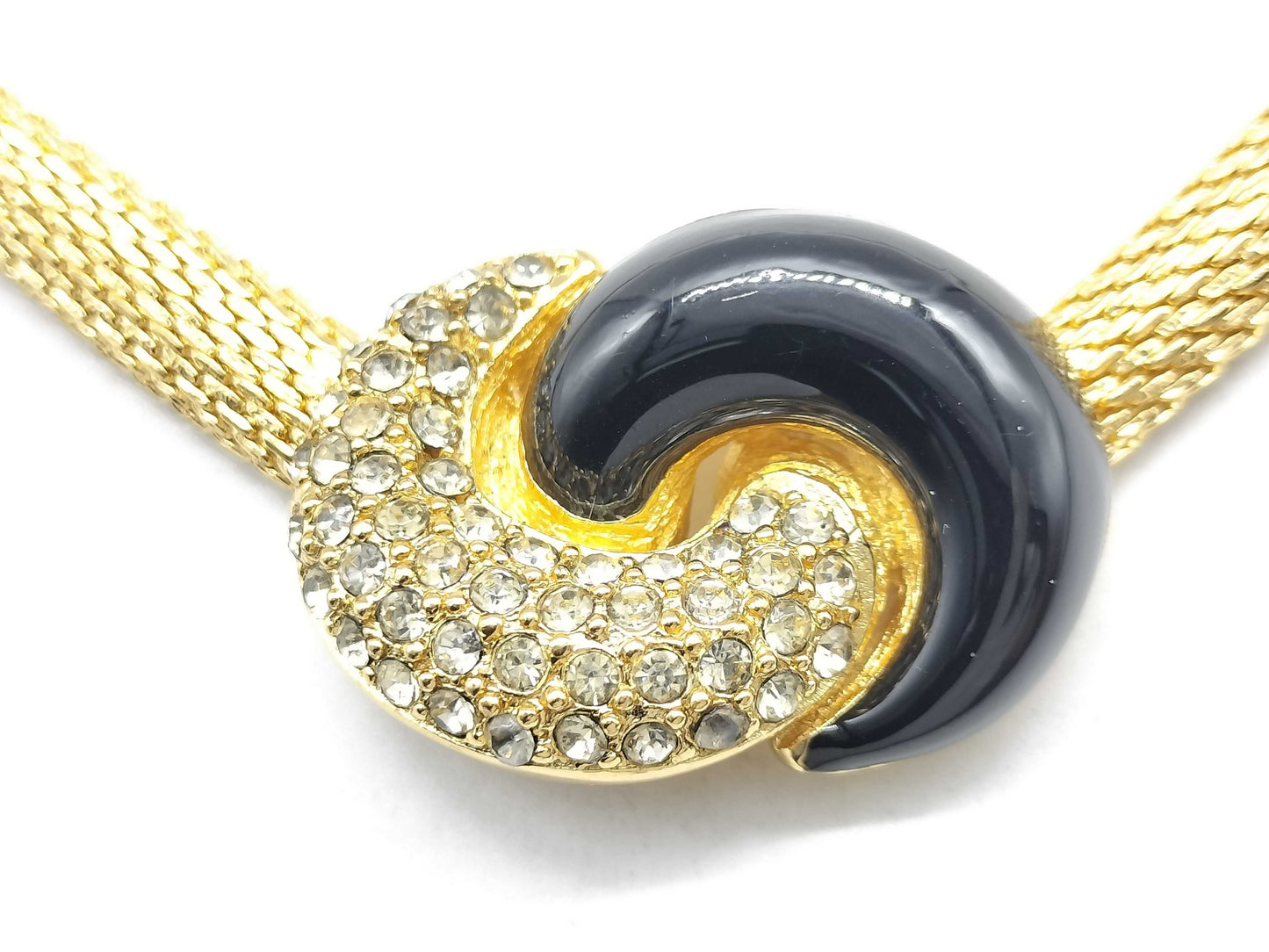 Dior GP Rhinestone Necklace/Black/Gold Necklace