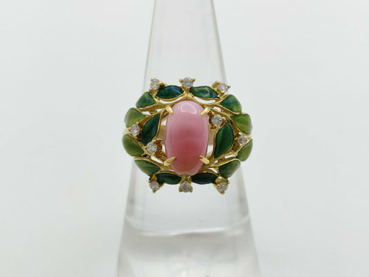 Enamel Concrete Pearl 2.89ct D0.20ct K18 7.6g Ring