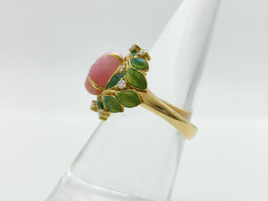 Enamel Concrete Pearl 2.89ct D0.20ct K18 7.6g Ring