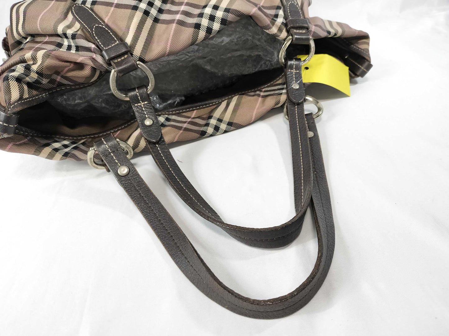 BURBERRY Blue Label Tote Bag Nylon Pink Check Tote Bag