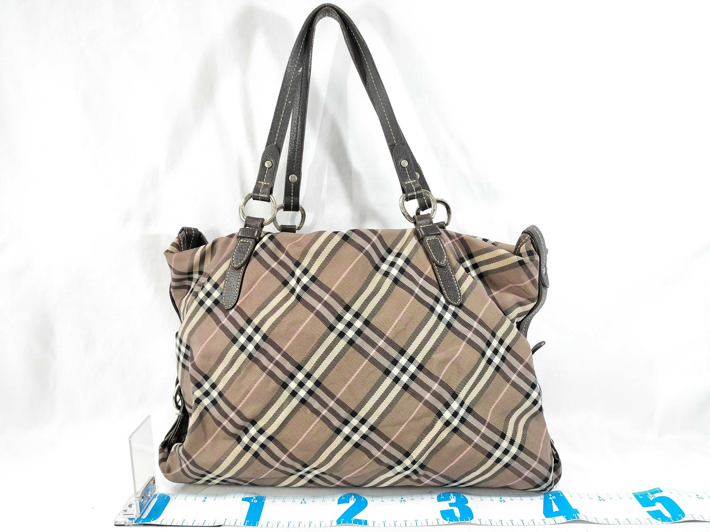 BURBERRY Blue Label Tote Bag Nylon Pink Check Tote Bag
