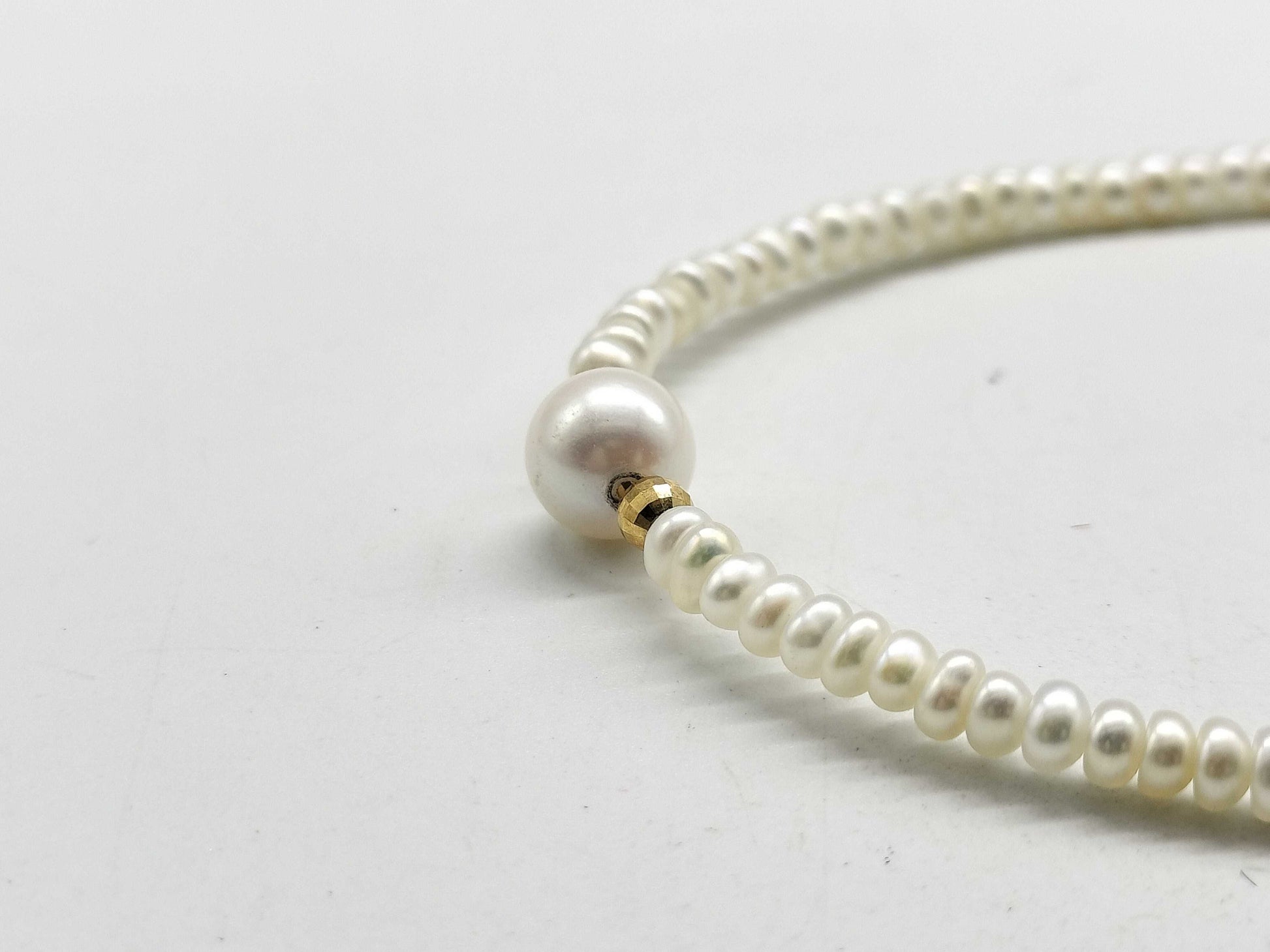 Pearl diameter: Approx. 2.8mm-3.3mm / 6.7mm, K18/METAL, 6.1g, Necklace