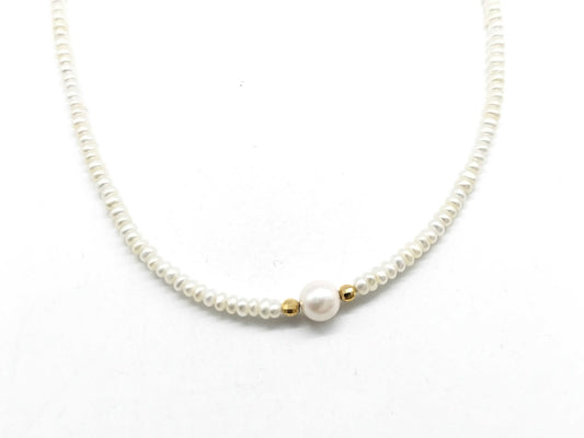Pearl diameter: Approx. 2.8mm-3.3mm / 6.7mm, K18/METAL, 6.1g, Necklace