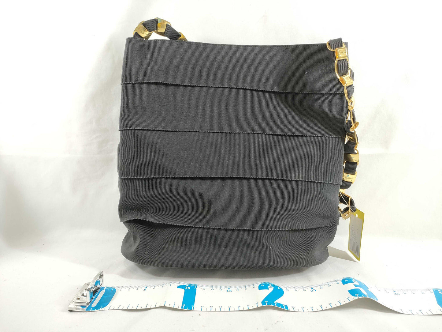 Salvatore Ferragamo Vara Chain Frill Canvas Tote Handbag