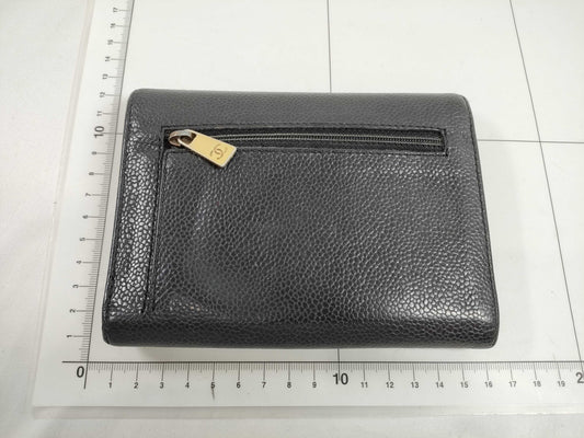 CHANEL Coco Mark Caviar Skin Coco Mark Bifold Wallet