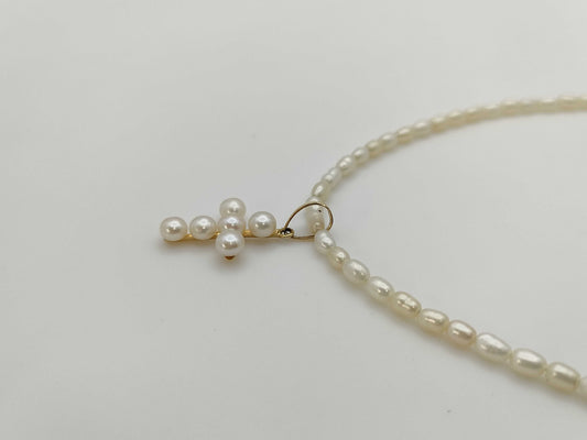 Pearl diameter: approx. 2.6mm-4.0mm, 18K gold, 5.9g, necklace
