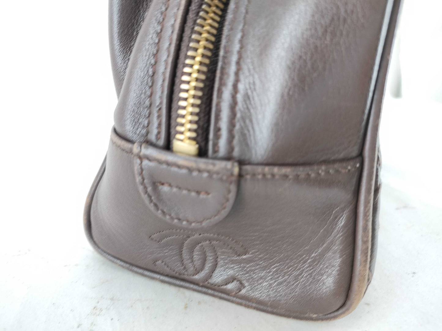 CHANEL Matelasse Pouch Matelasse Brown Clutch Bag