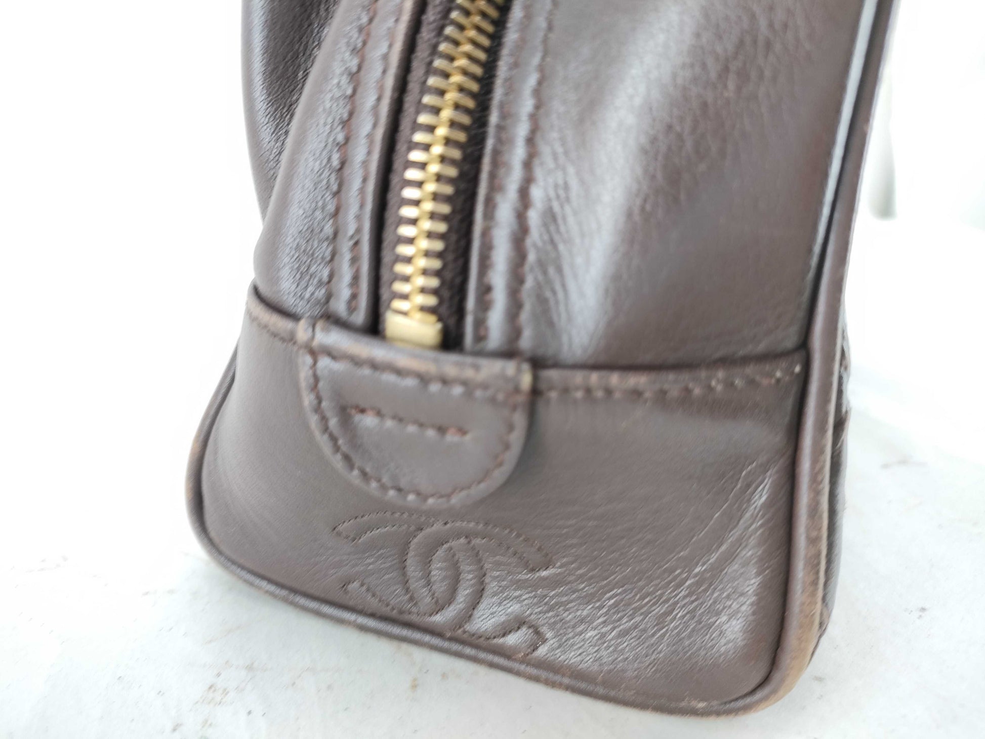 CHANEL Matelasse Pouch Matelasse Brown Clutch Bag