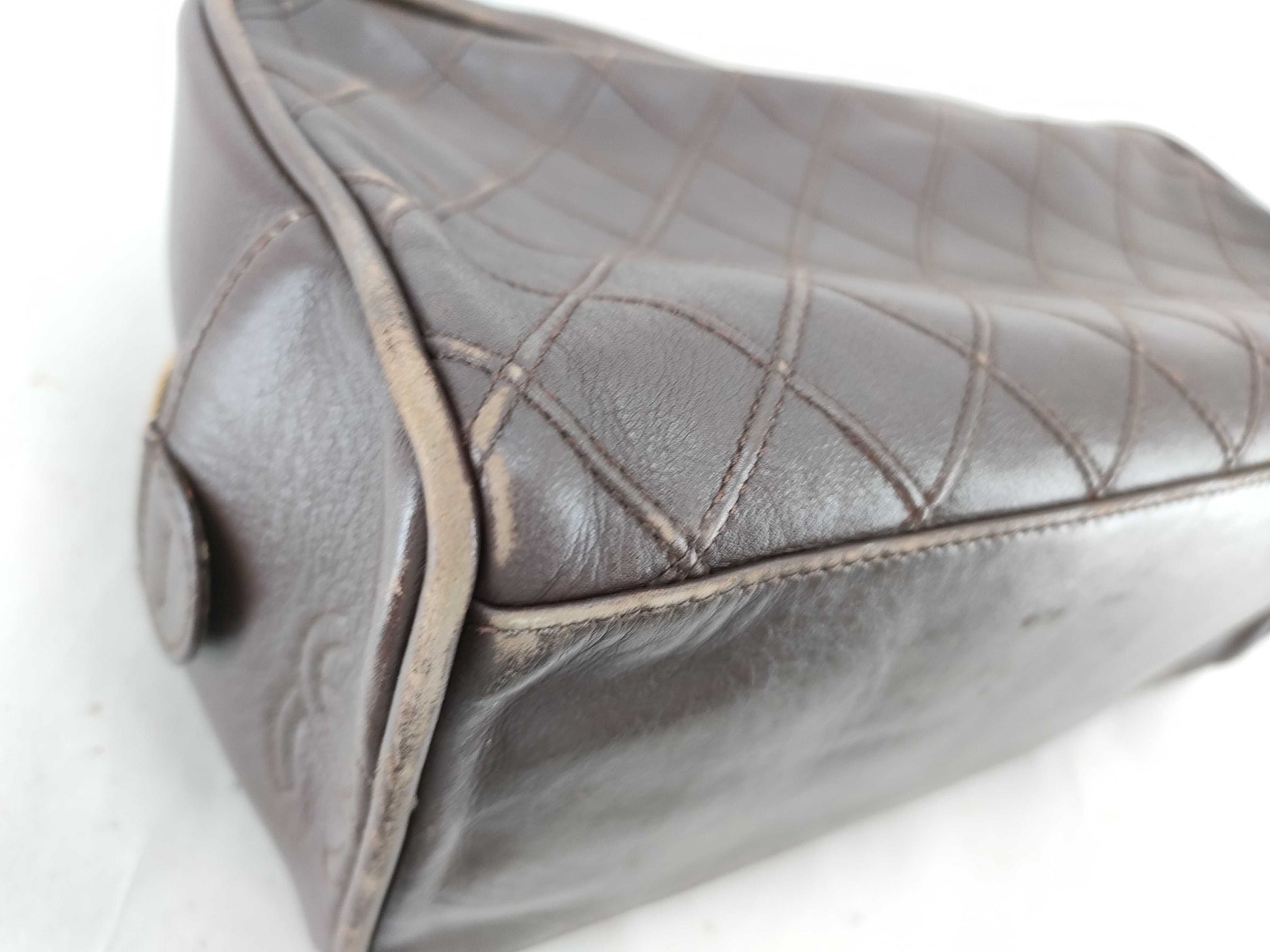 CHANEL Matelasse Pouch Matelasse Brown Clutch Bag