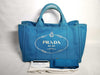PRADA Canapa 2-way Blue Handbag