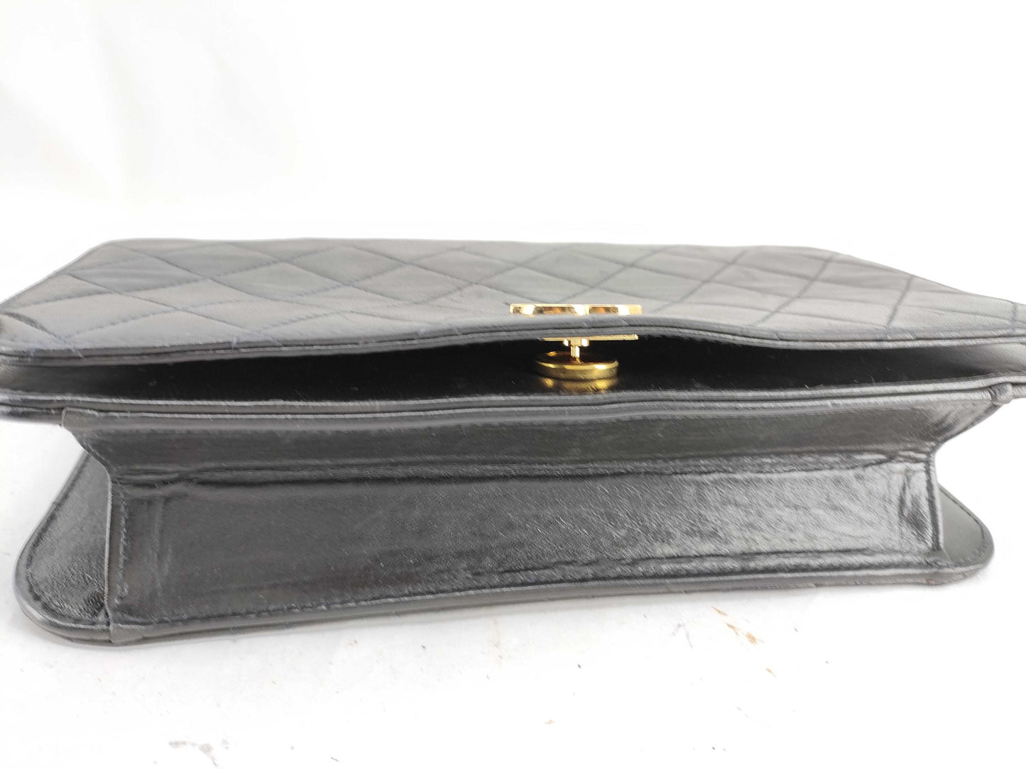CHANEL Calfskin Push Lock Chain Shoulder Bag