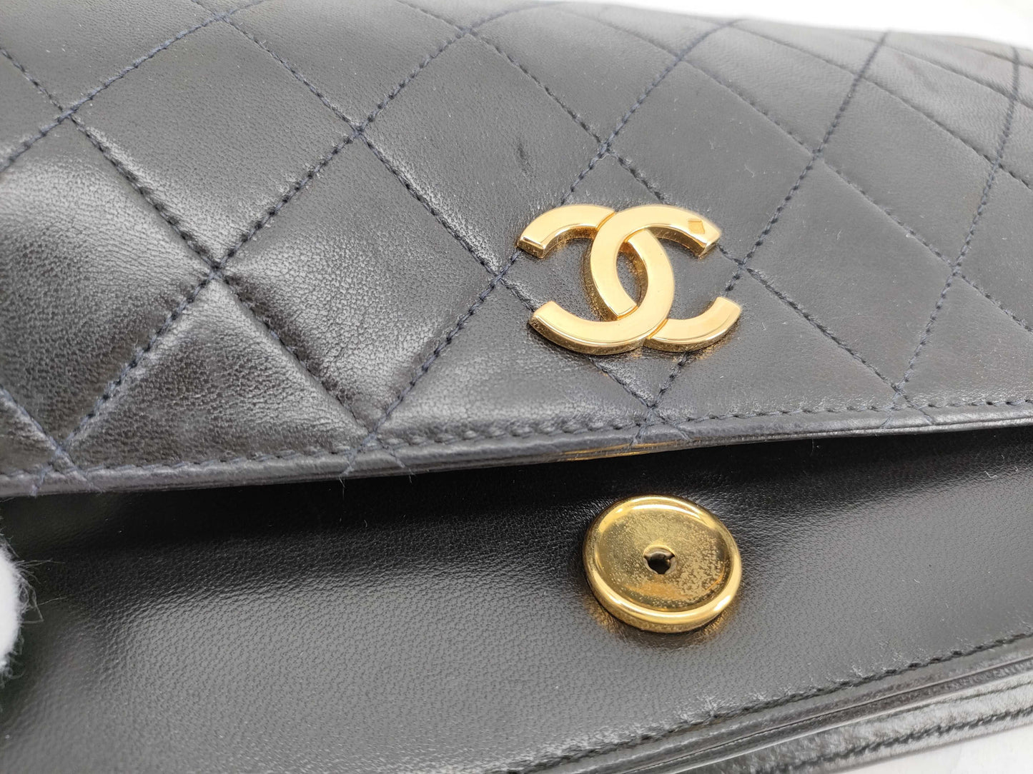 CHANEL Calfskin Push Lock Chain Shoulder Bag