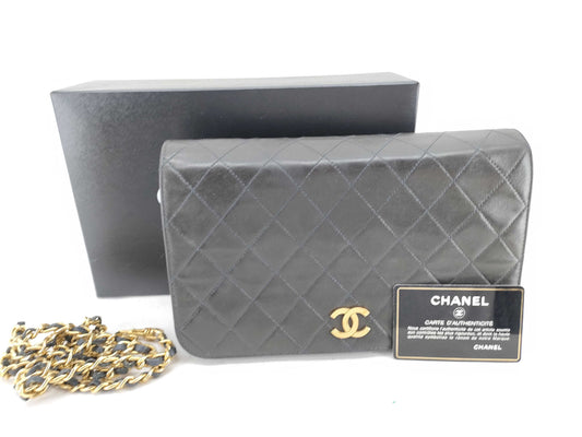 CHANEL Calfskin Push Lock Chain Shoulder Bag