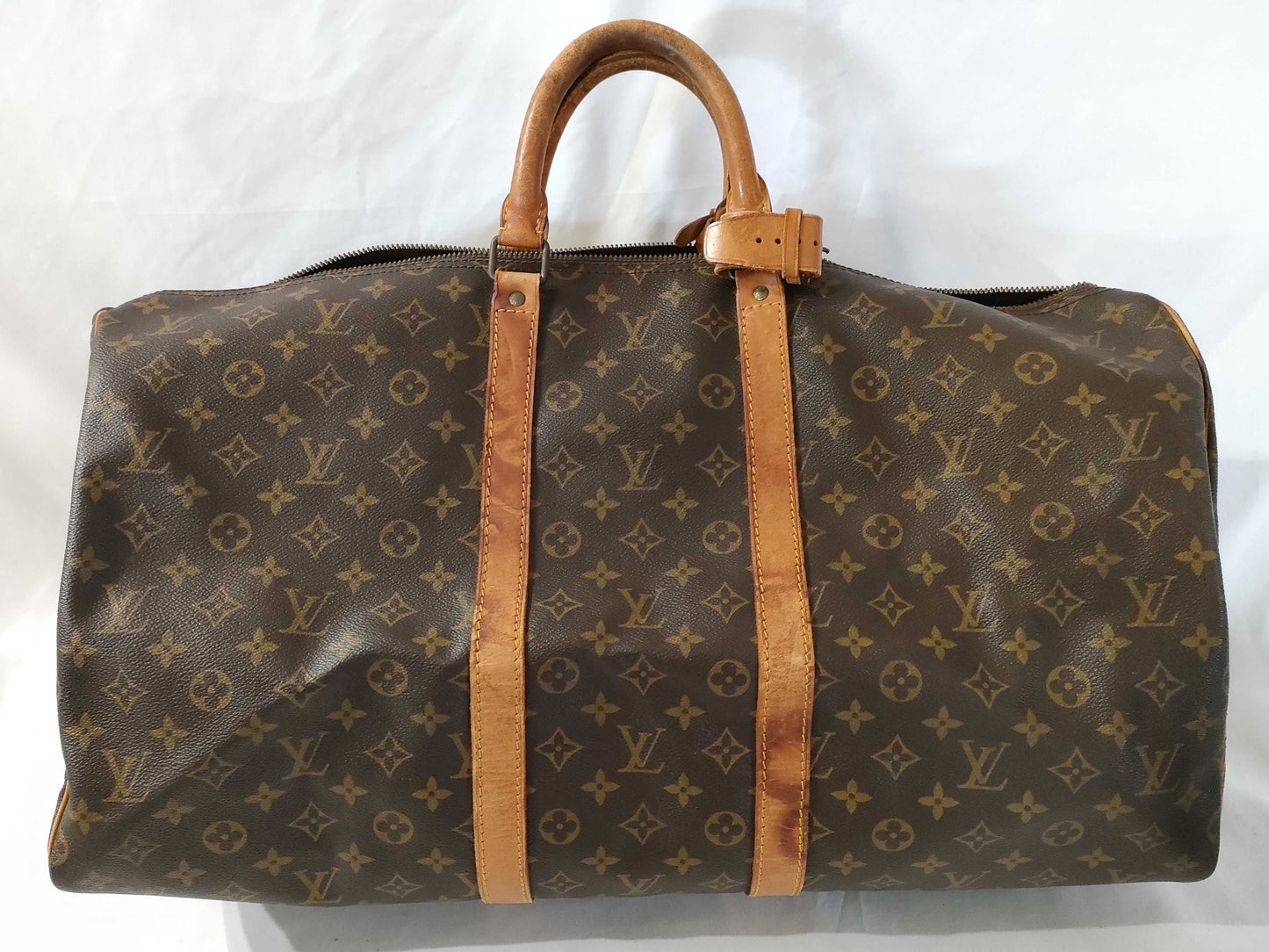 LOUIS VUITTON Monogram M41424 Keepall 55 Boston Bag with Broken Zipper