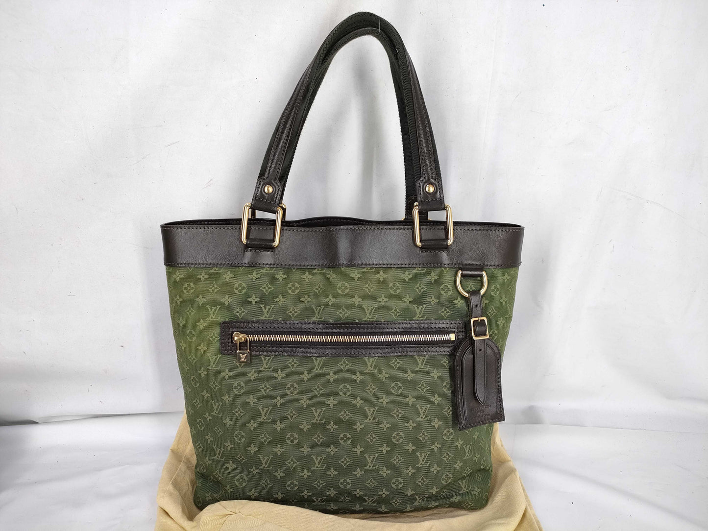LOUIS VUITTON Monogram Mini Line Lucille GM Khaki Tote Bag