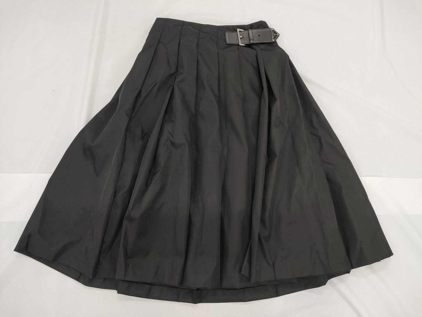 PRADA Skirt with nylon belt and triangle plate, black skirt