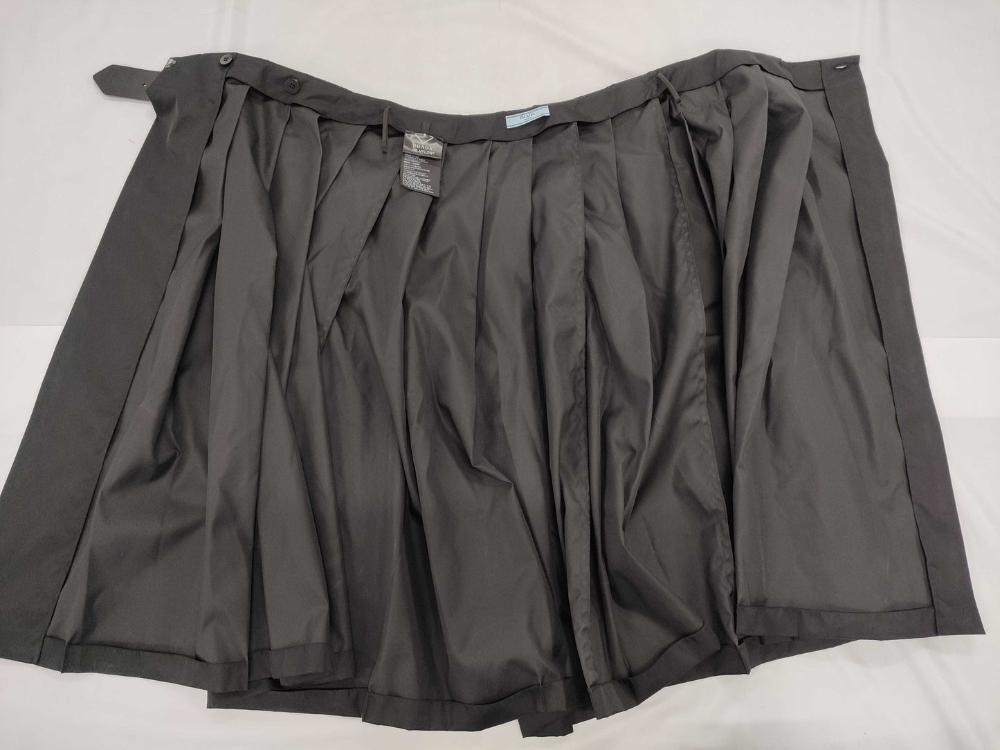 PRADA Skirt with nylon belt and triangle plate, black skirt