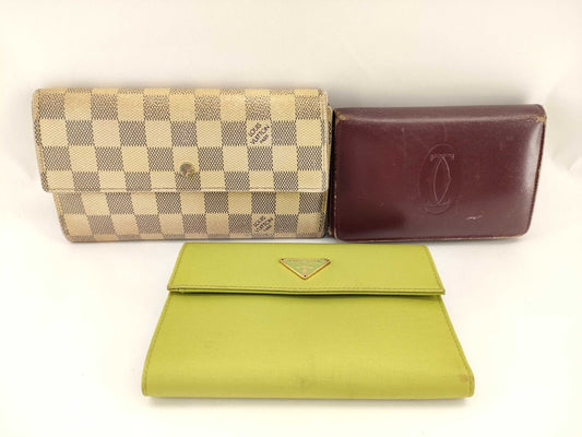 LOUIS VUITTON Damier Azur Prada/Cartier Wallet *3 Wallets