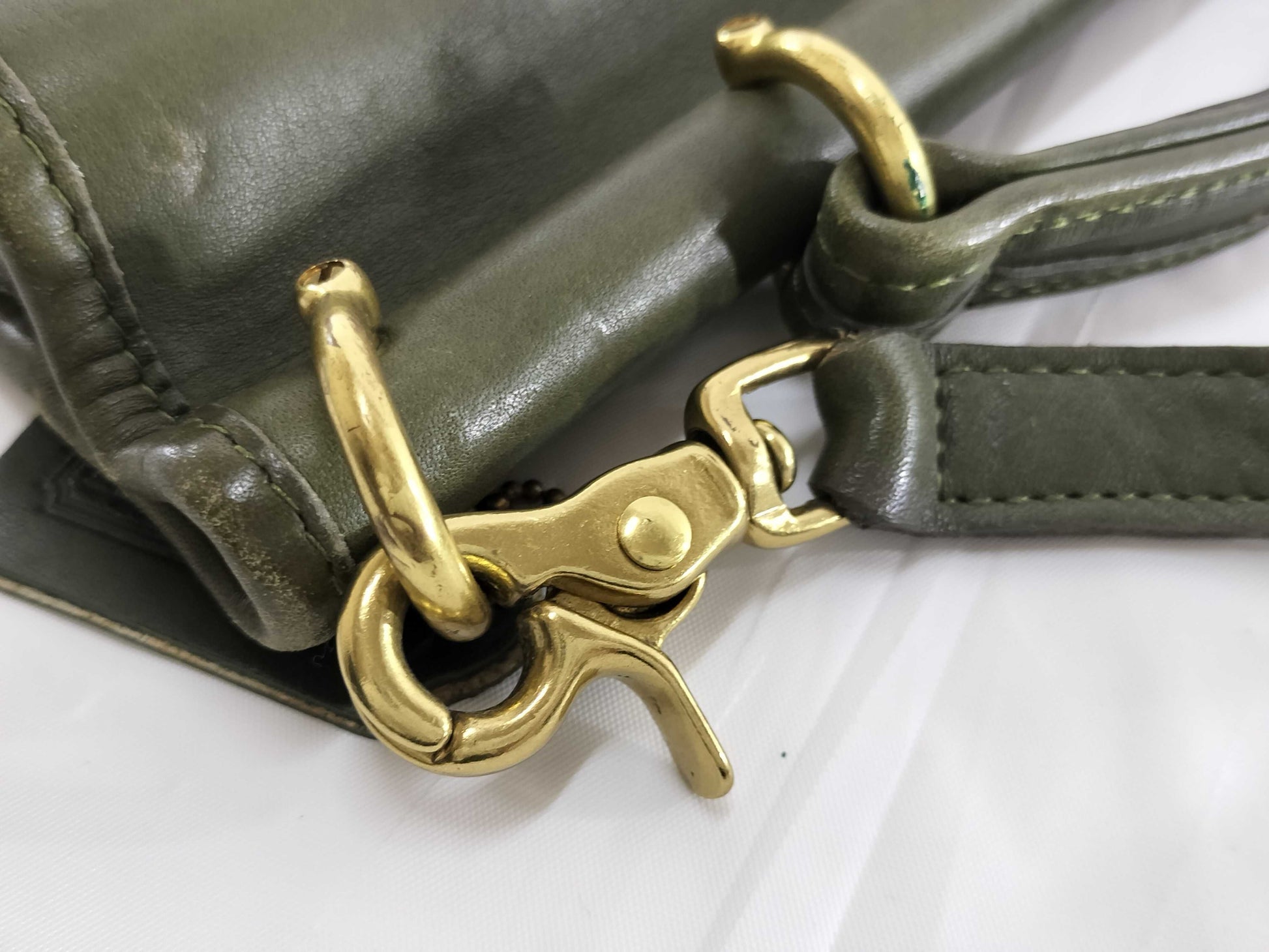 COACH 9927 Leather 2-Way Green Shoulder Bag