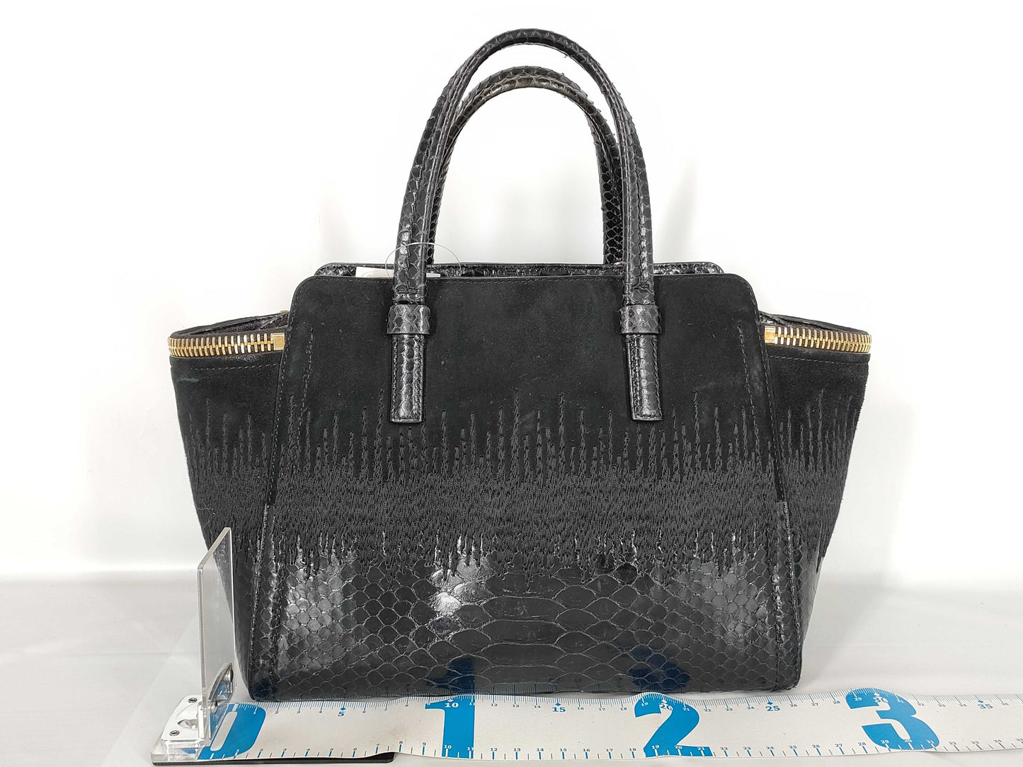 Salvatore Ferragamo Gancini Python/Suede Handbag