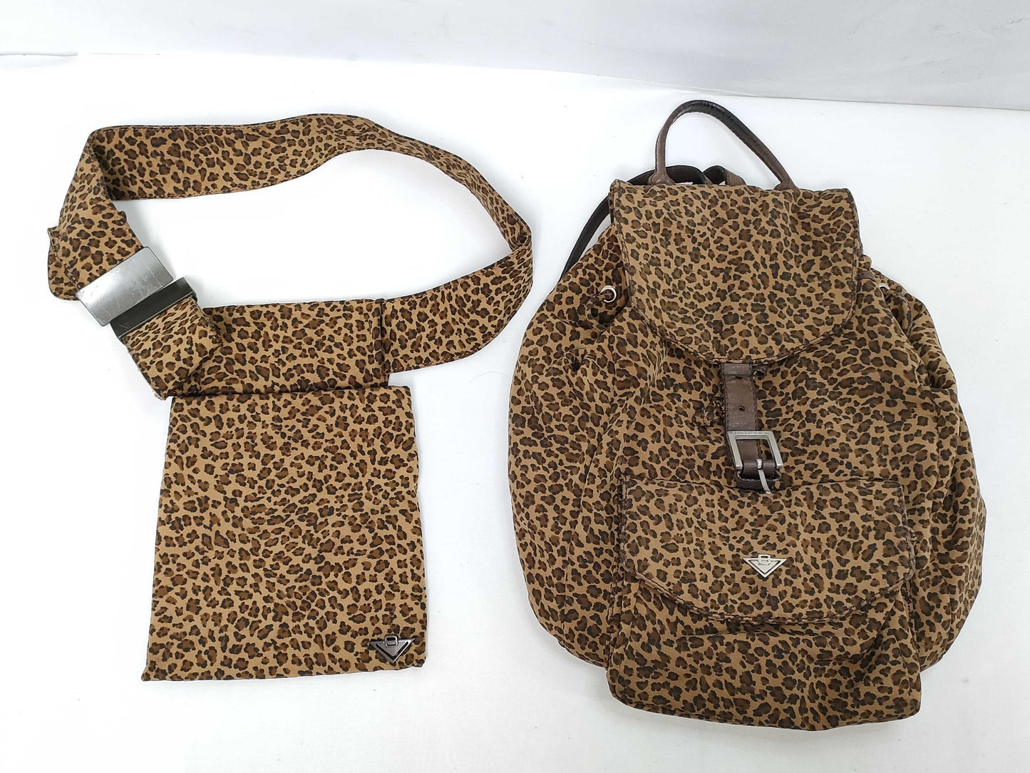 BOTTEGA VENETA Leopard Print Nylon Backpack/Waist Bag Backpack