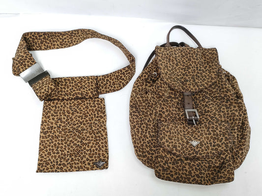 BOTTEGA VENETA Leopard Print Nylon Backpack/Waist Bag Backpack