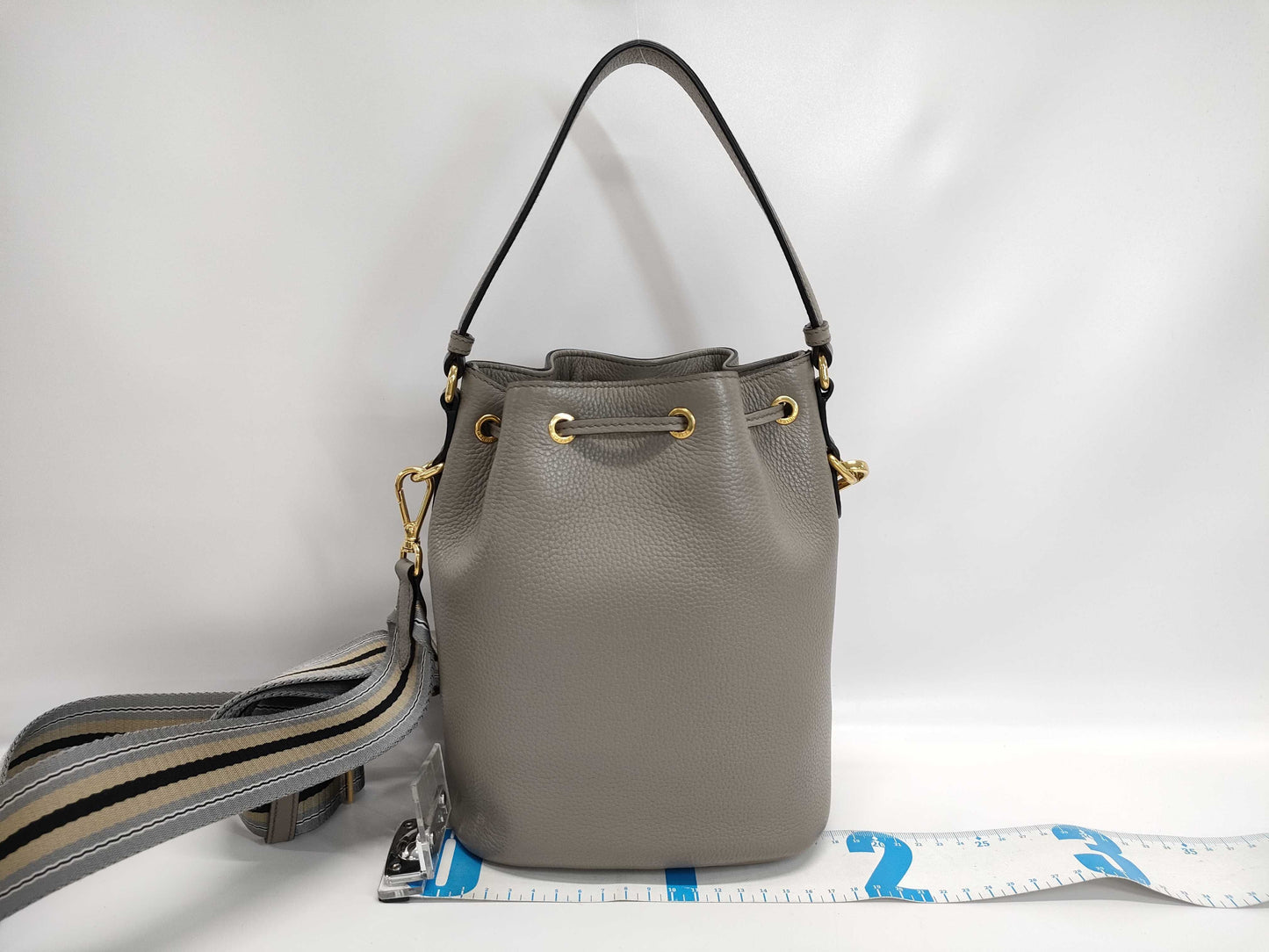 PRADA 1BE018 Vitello Dino Drawstring Bag Shoulder Bag