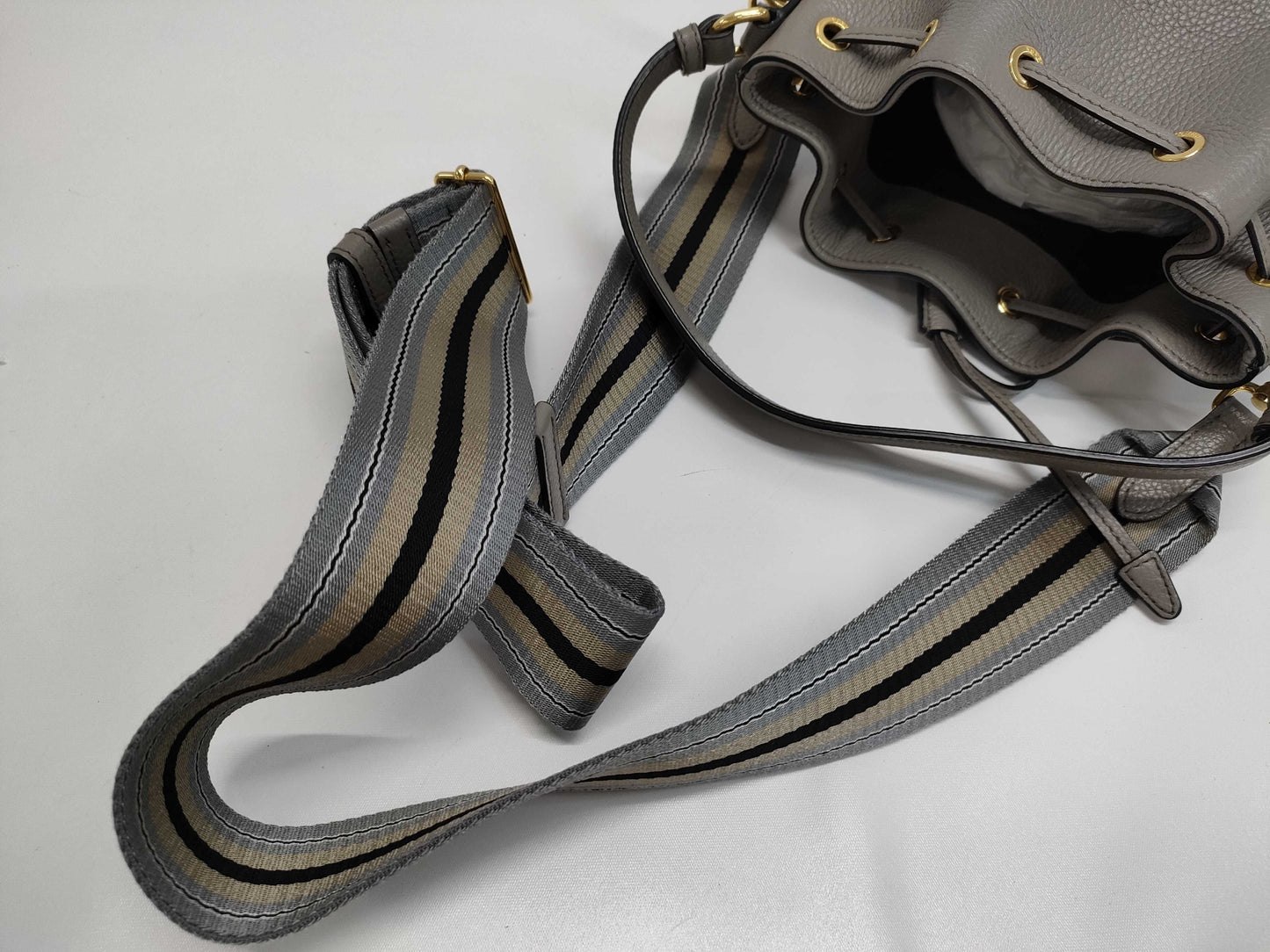 PRADA 1BE018 Vitello Dino Drawstring Bag Shoulder Bag