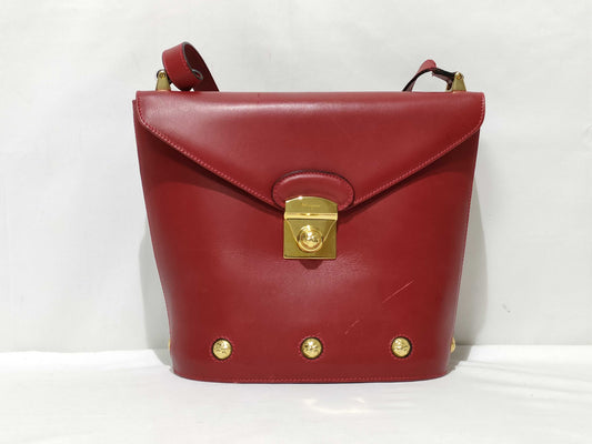 Salvatore Ferragamo Red Bucket Stud Shoulder Bag