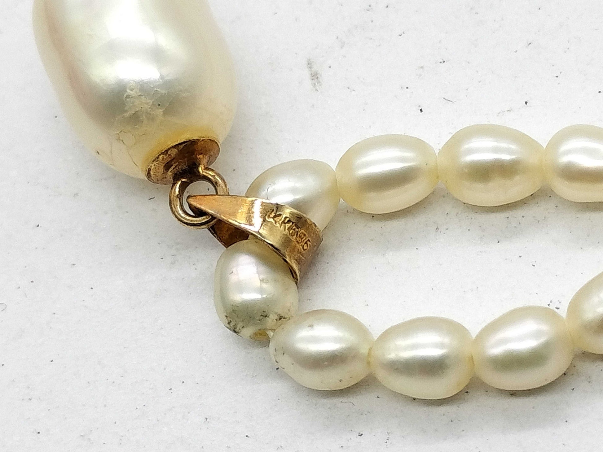 Pearl diameter: Approx. 2.8mm-3.3mm/7.4mm*10.8mm, 585/METAL, 7.4g, Necklace