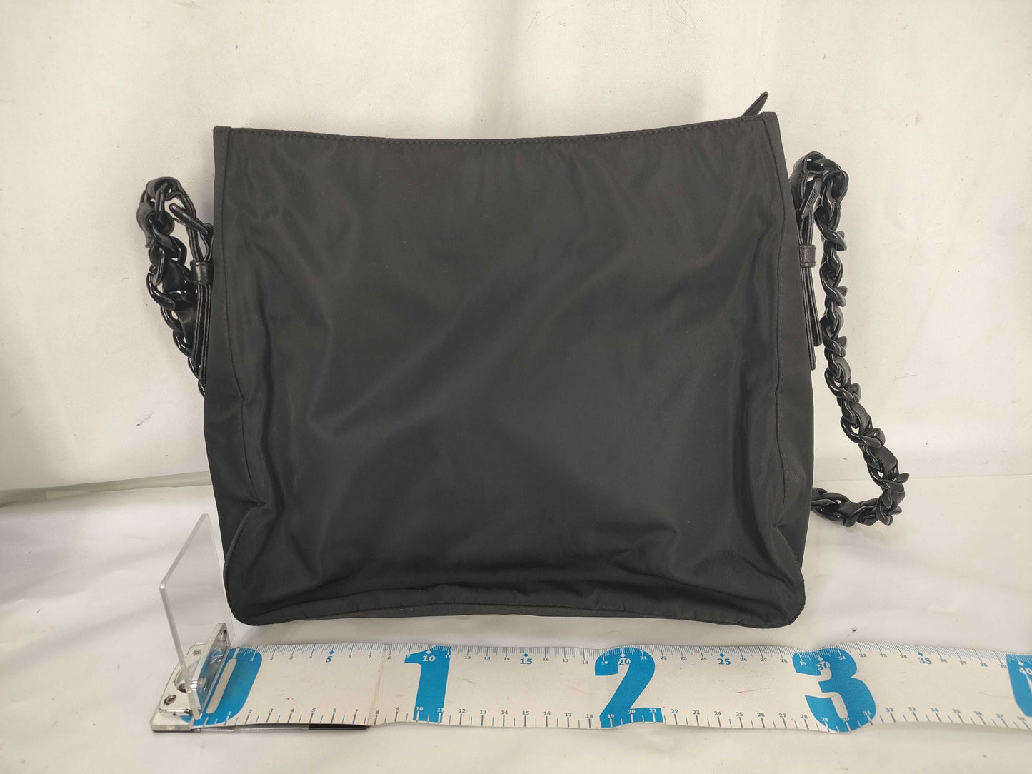 PRADA Nylon Plastic Chain Triangle Tag Shoulder Bag