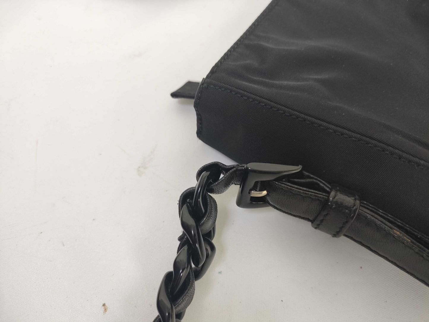 PRADA Nylon Plastic Chain Triangle Tag Shoulder Bag