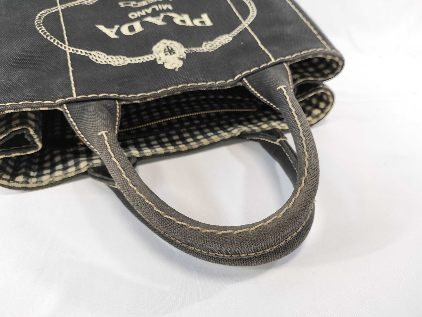 PRADA Canapa Denim Handbag Black 1BG439 Handbag