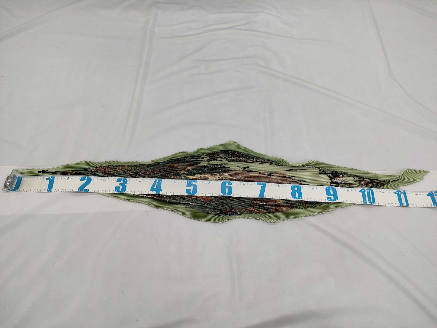 HERMES Pleated Carre Green Scarf