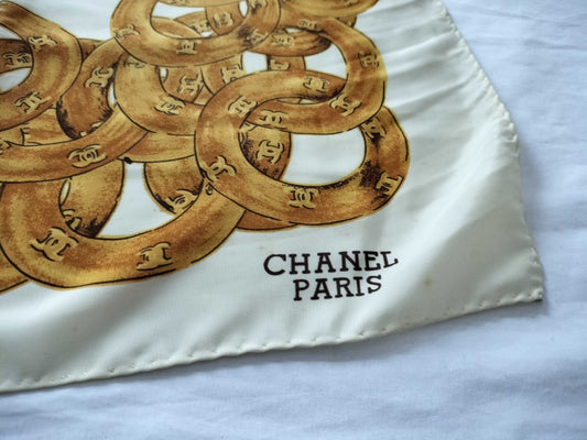 CHANEL Coco Mark Chain Pattern Scarf