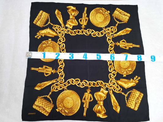 CHANEL Chain/Accessory Pattern Scarf
